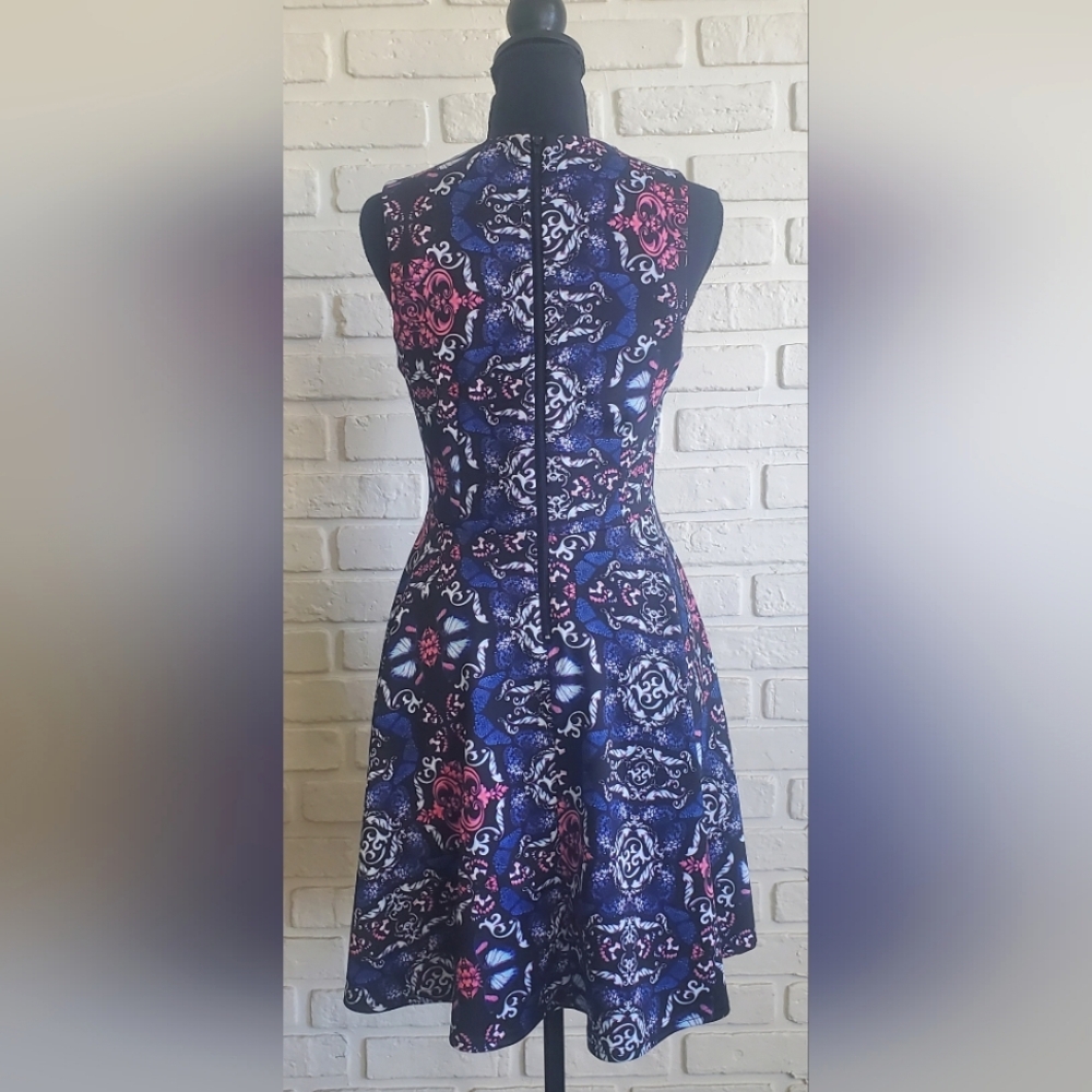 Streetwear Society Fit and Flare Skater Pockets Swing Dress Sheath Blue Pink Med - Picture 14 of 16
